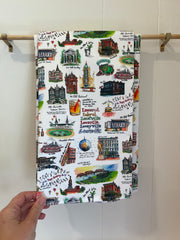 Louisville Themed Watercolor Tea Towel