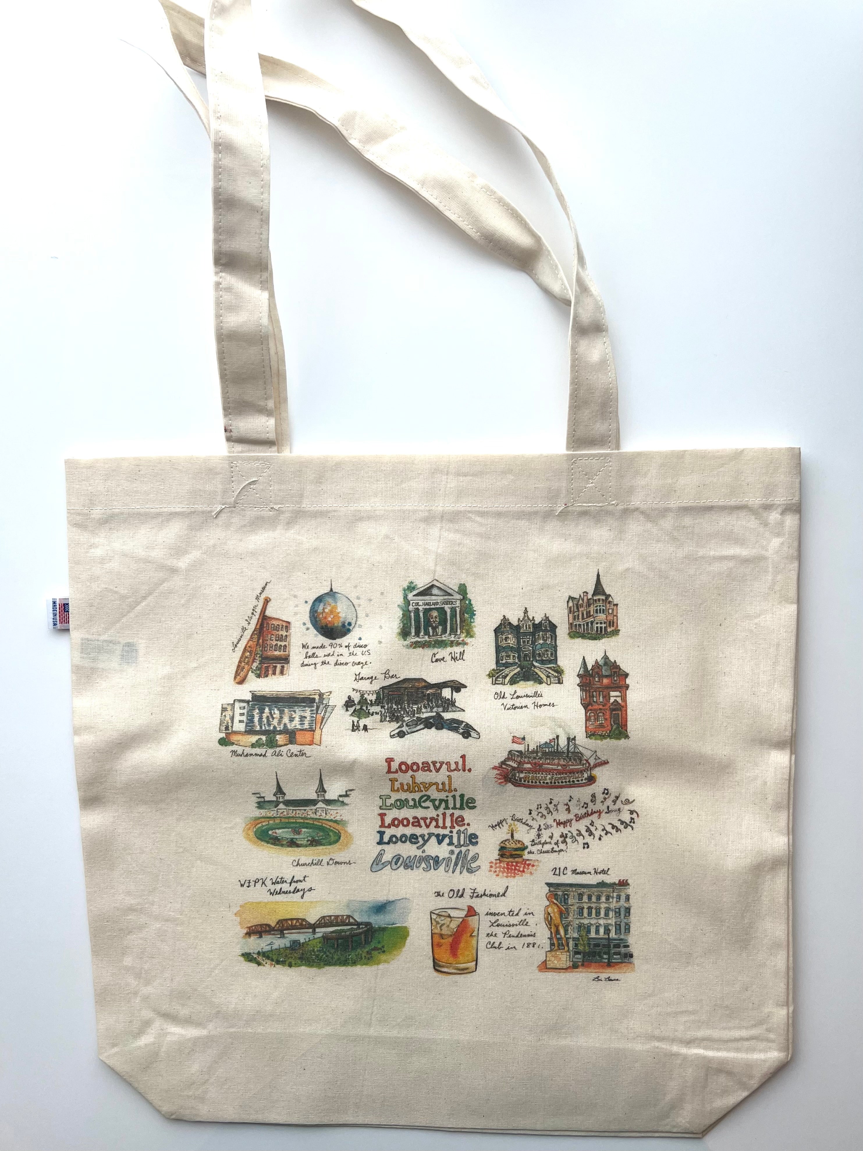 Louisville Themed Watercolor Tote Bag